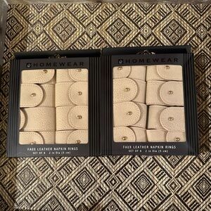 faux leather napkin rings 2 Sets of 8 (16 Total ) HOMEWEAR Wipe Clean NIB